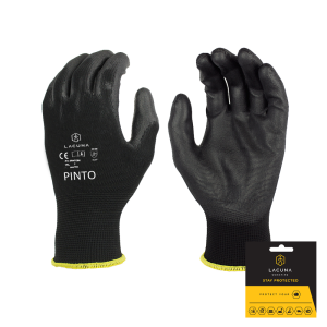PU coated gloves PINTO, black (individual pack)