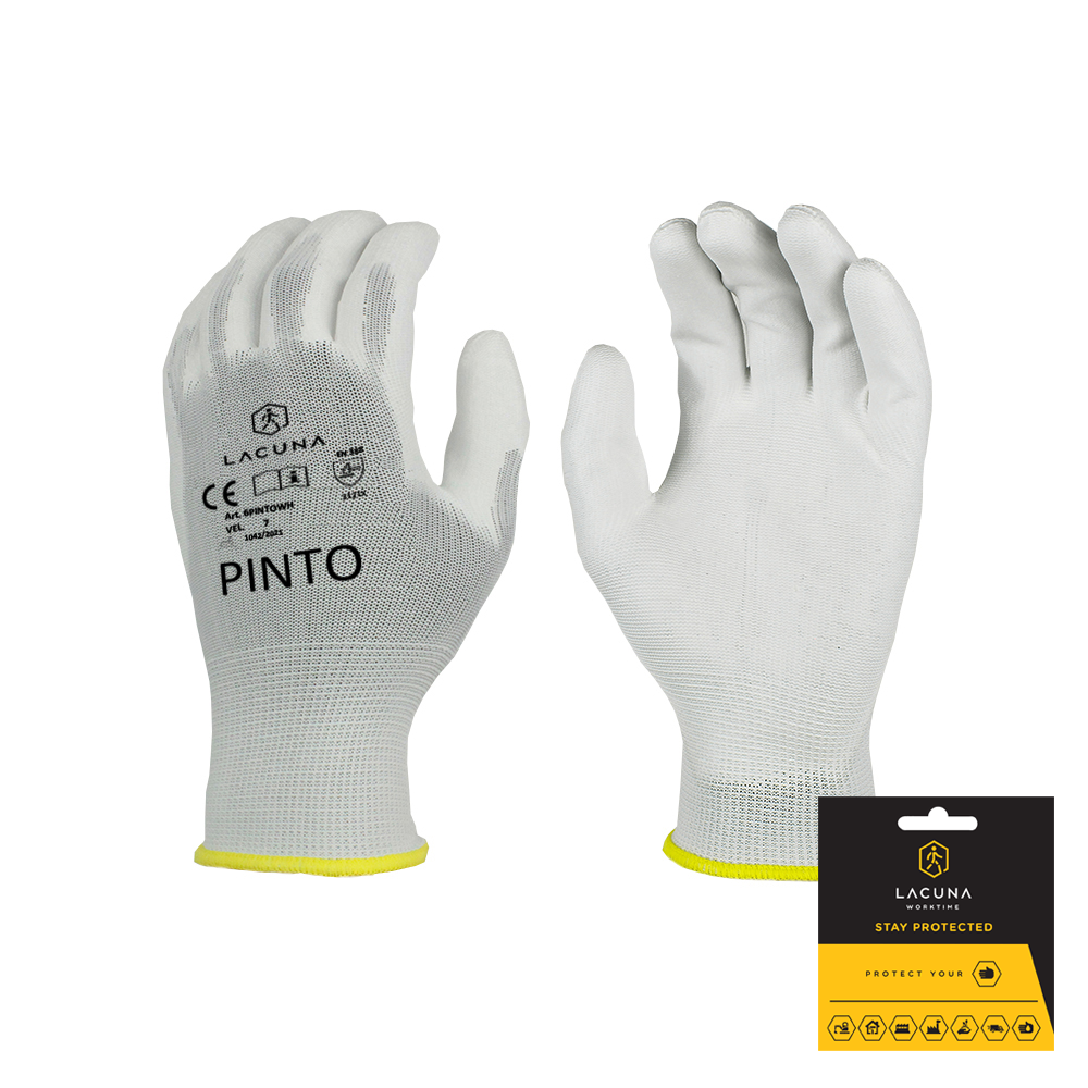 PU coated gloves PINTO, white (individual pack)